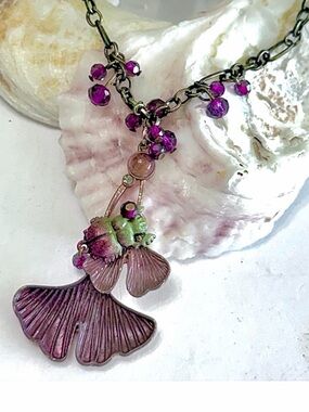 Iridescent Purple-Green Beetle Pendant Necklace - Women Jewelry